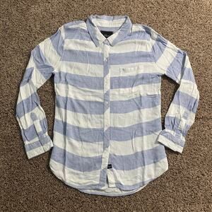 Rails Shirt Womens Medium Blue White Striped Button Up Long Sleeve Casual Pocket